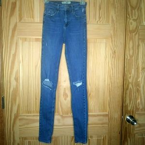 Topshop Moto/ Tall Hi-Rise Jamie Jean Distressed